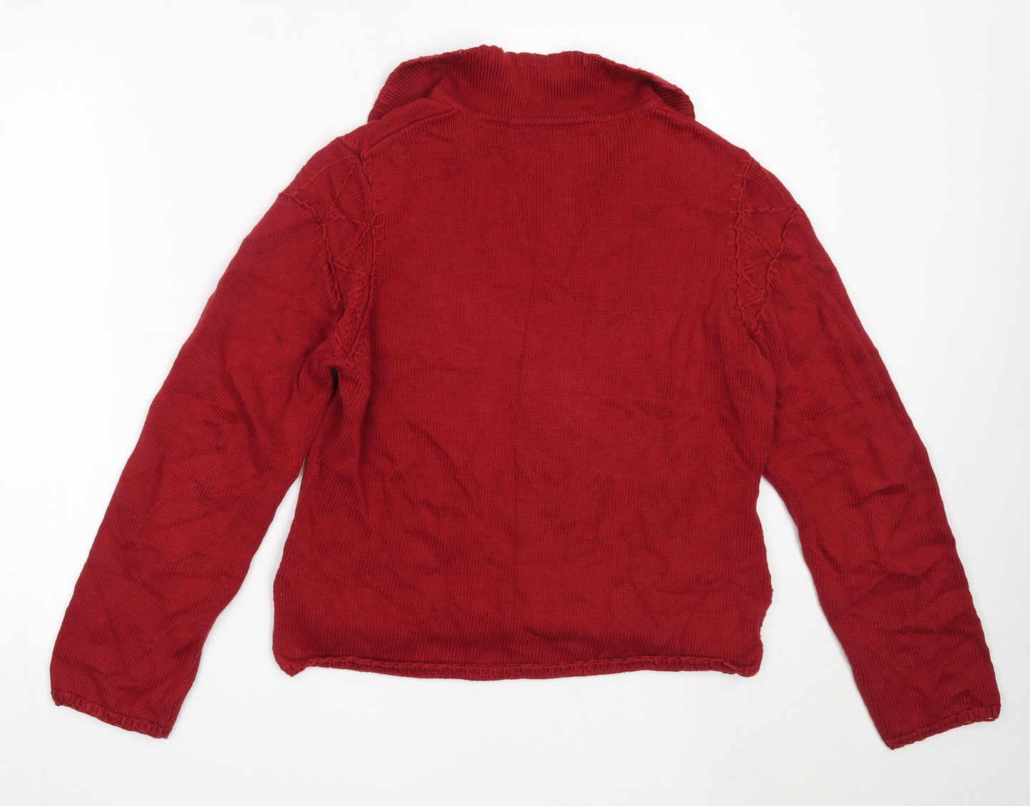 Per Una Womens Red V-Neck  Cotton Pullover Jumper Size 12