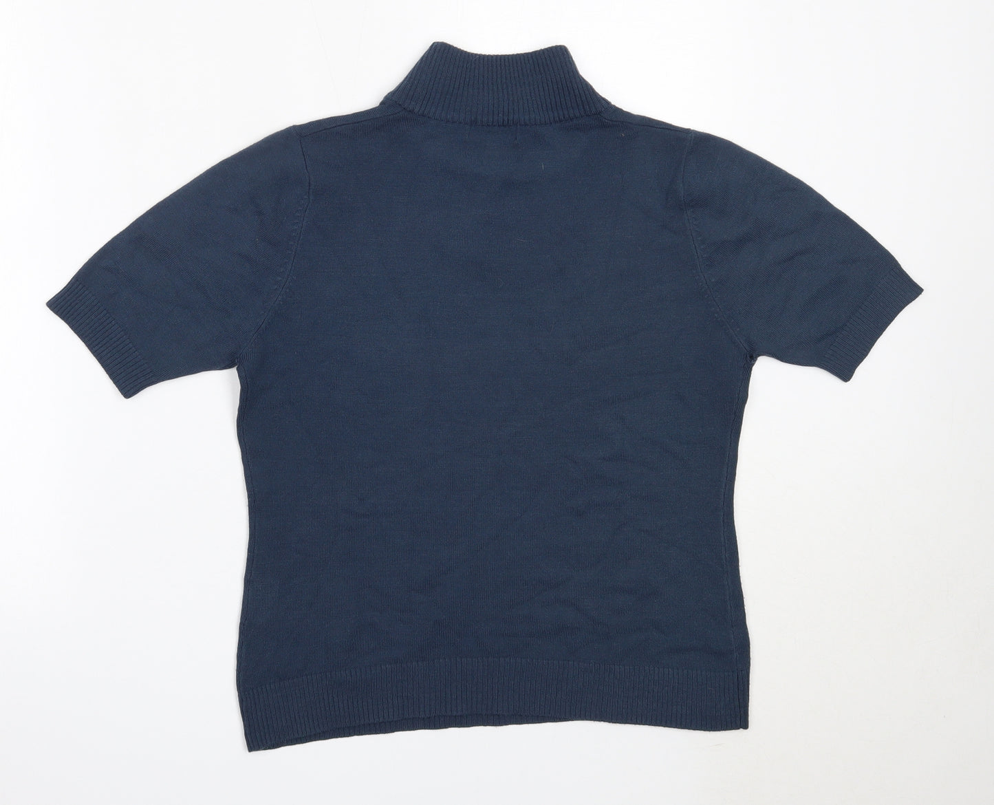 Katie Smith Womens Blue High Neck  Acrylic Pullover Jumper Size L