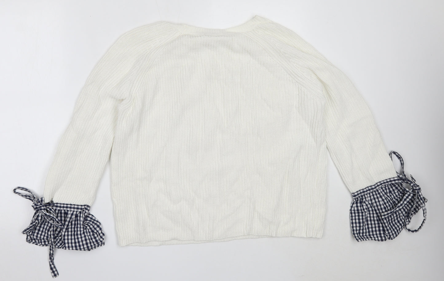 TU Womens White Round Neck  Cotton Pullover Jumper Size 18