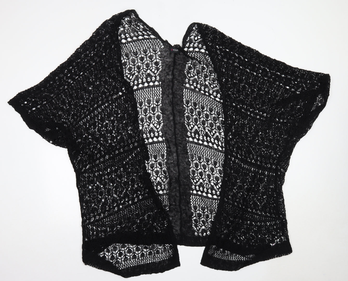 Yours Womens Black Round Neck  Linen Cardigan Jumper Size 30