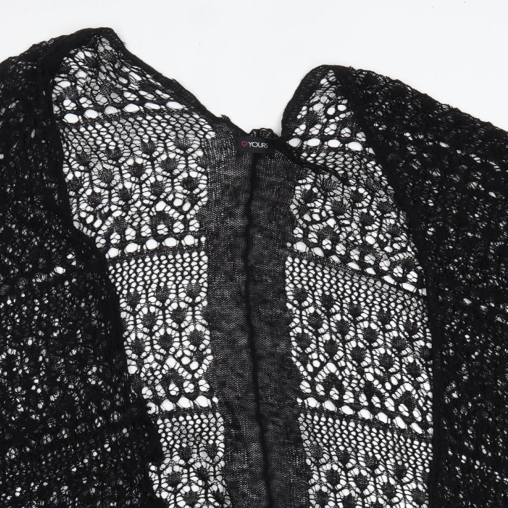 Yours Womens Black Round Neck  Linen Cardigan Jumper Size 30