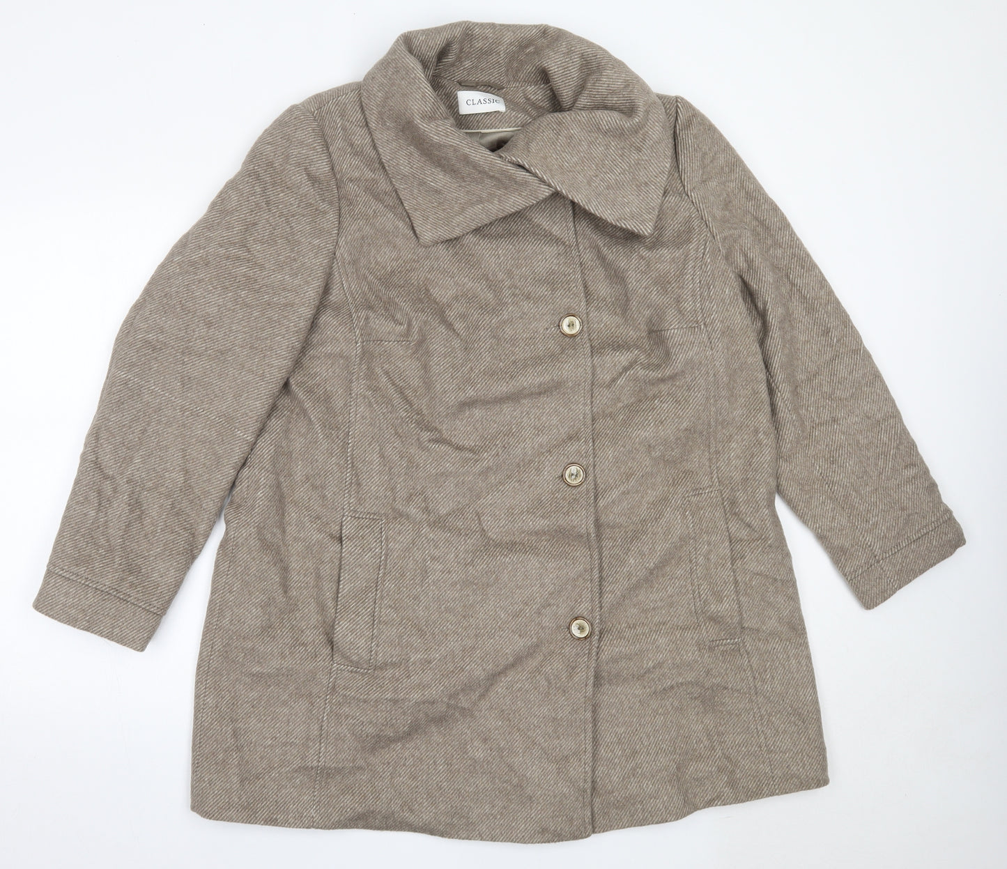 Marks and Spencer Womens Beige   Overcoat Coat Size 18