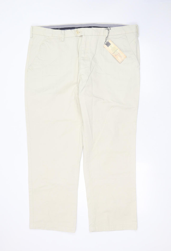 Samuel Windsor Womens Beige Cotton Chino Trousers Size 42 in L29 in Regular Zip