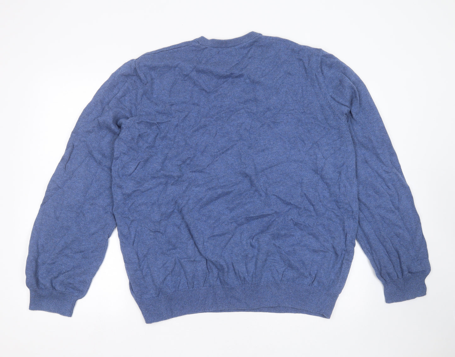 Marks and Spencer Mens Blue V-Neck  Cotton Pullover Jumper Size 2XL