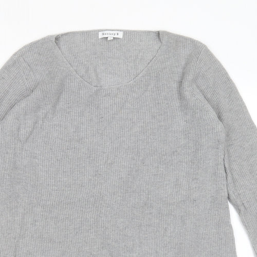 Society 8 Womens Grey Round Neck  Polyester Pullover Jumper Size 14   - lace hem