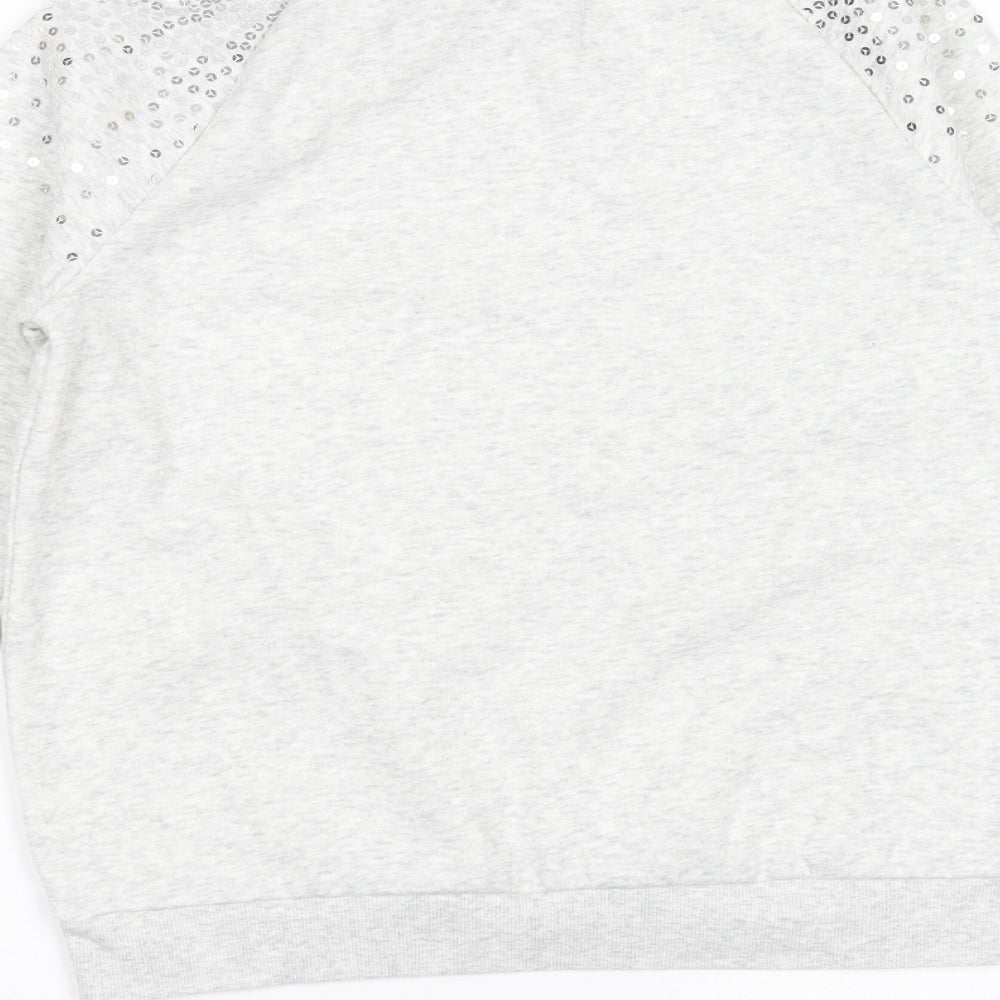H&M Girls Grey  Cotton Pullover Sweatshirt Size 13-14 Years   - sequins