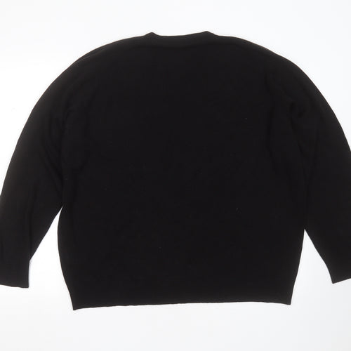 Marks and Spencer Mens Black V-Neck  Acrylic Pullover Jumper Size 2XL