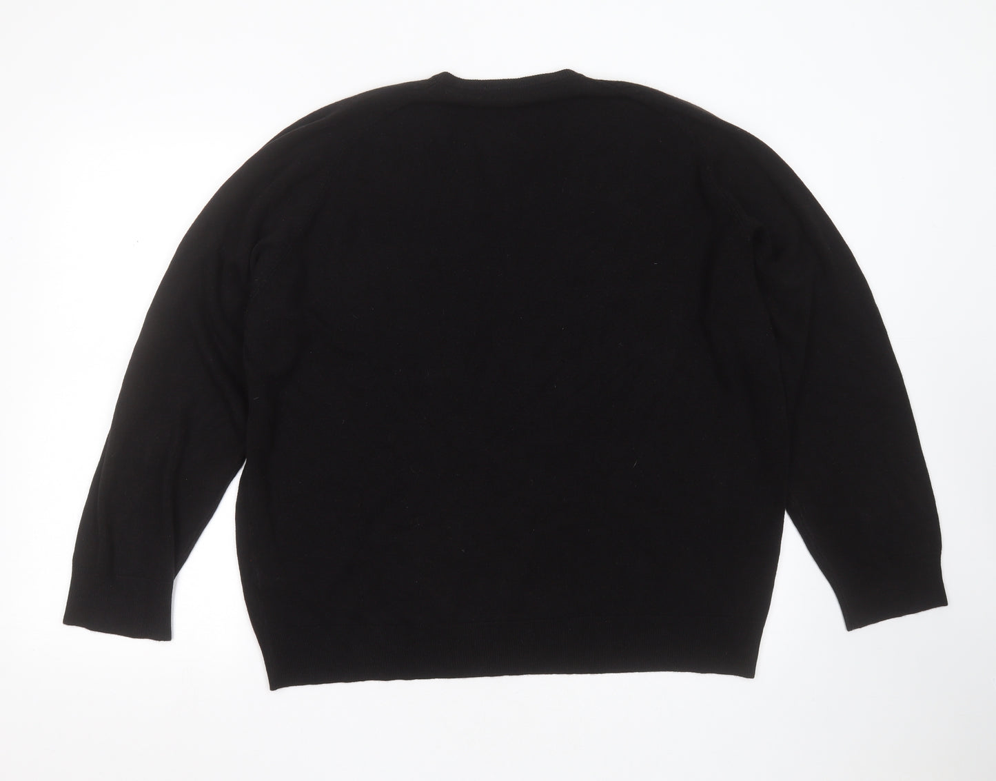 Marks and Spencer Mens Black V-Neck  Acrylic Pullover Jumper Size 2XL