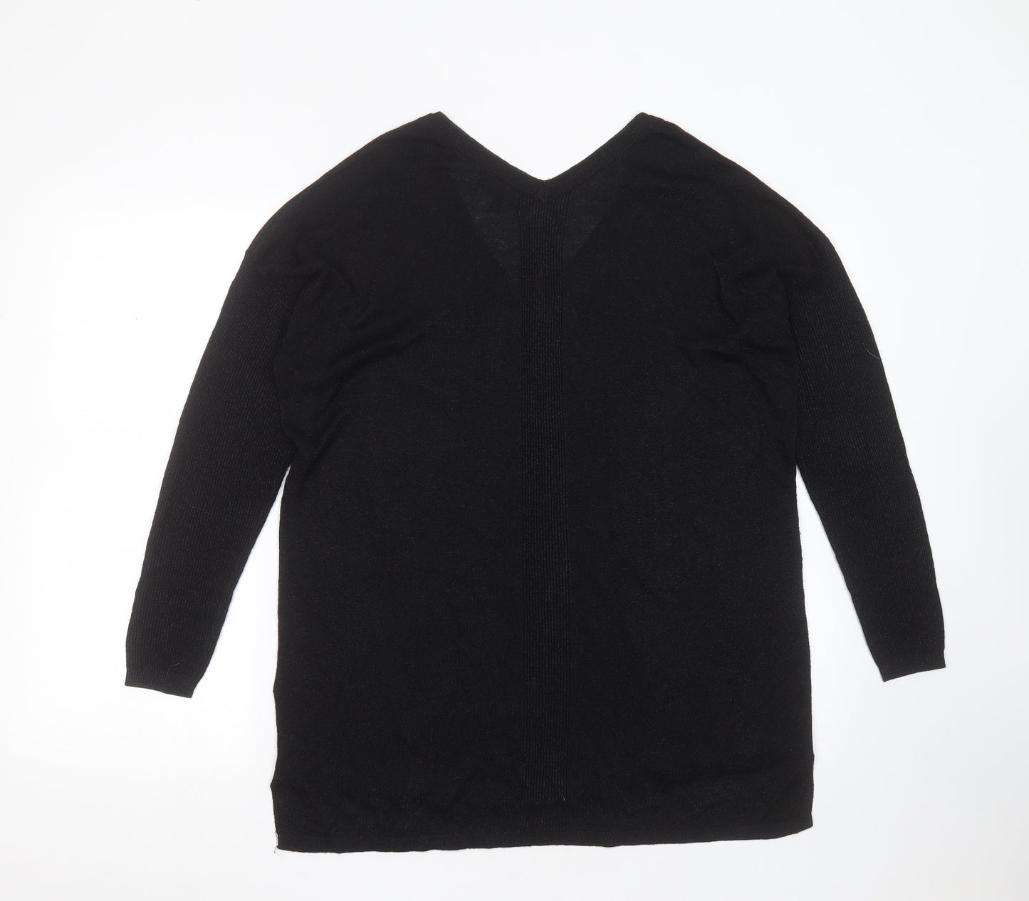 NEXT Womens Black V-Neck  Viscose Pullover Jumper Size 14   - beaded
