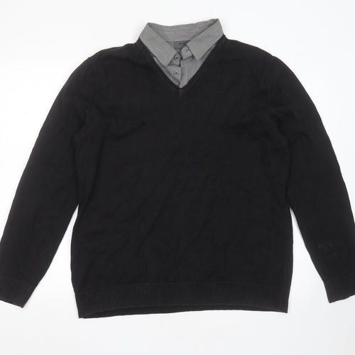 Burton Womens Black Collared  Cotton Pullover Jumper Size XL
