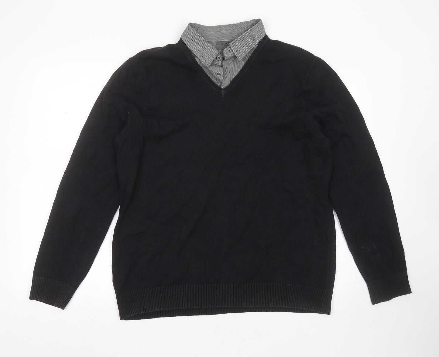 Burton Womens Black Collared  Cotton Pullover Jumper Size XL