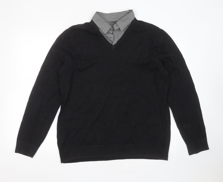 Burton Womens Black Collared  Cotton Pullover Jumper Size XL