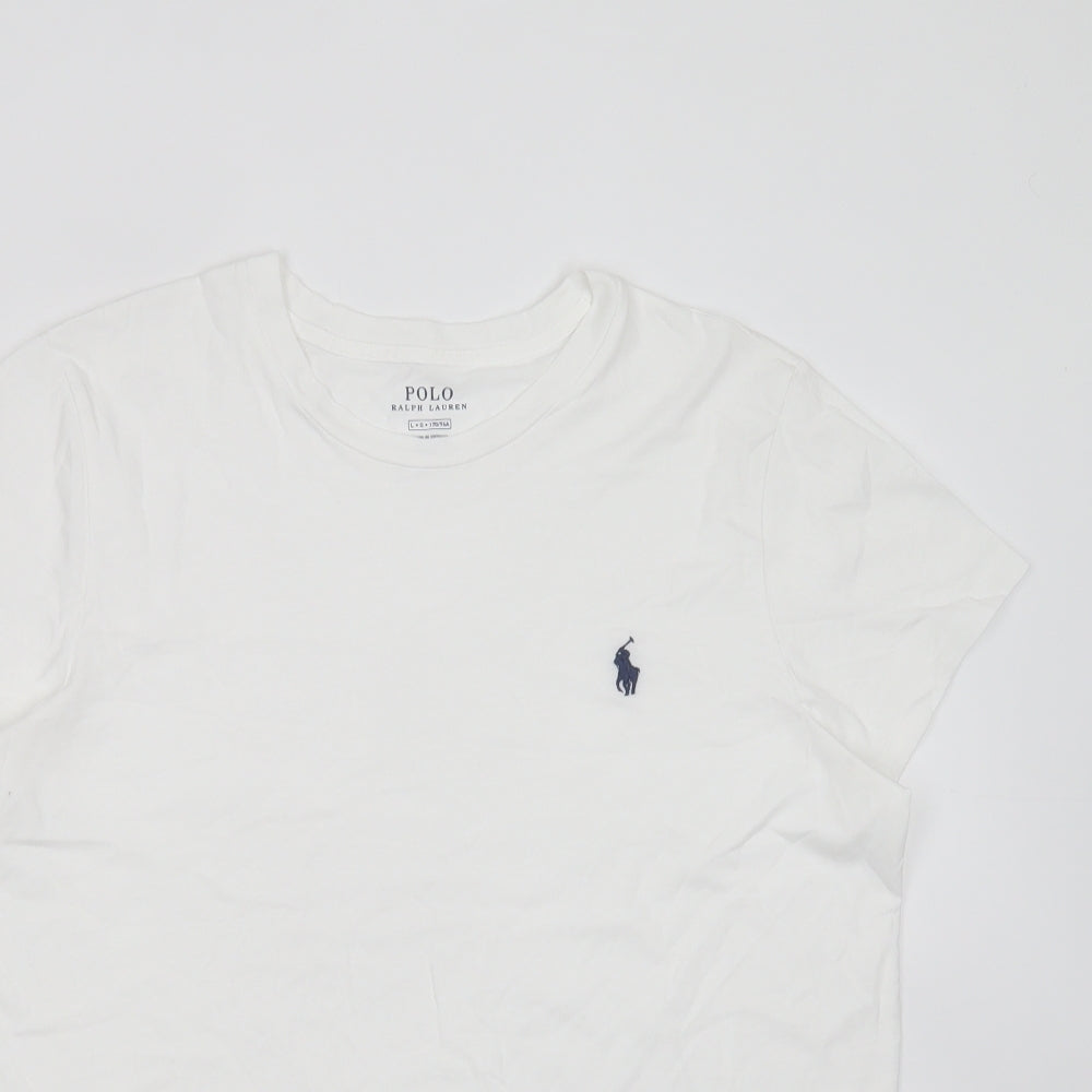 Ralph Lauren Boys White  Cotton Basic T-Shirt Size 15 Years Round Neck