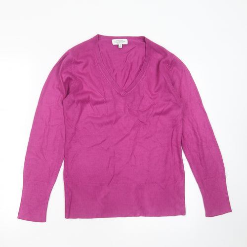 Debenhams Womens Purple V-Neck  Acrylic Pullover Jumper Size 8
