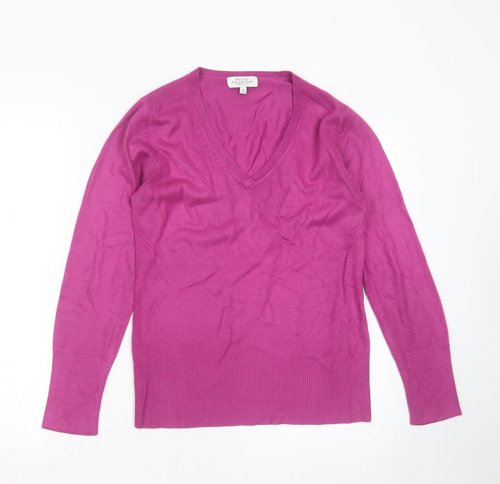 Debenhams Womens Purple V-Neck Acrylic Pullover Jumper Size 8