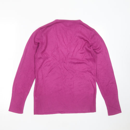 Debenhams Womens Purple V-Neck  Acrylic Pullover Jumper Size 8