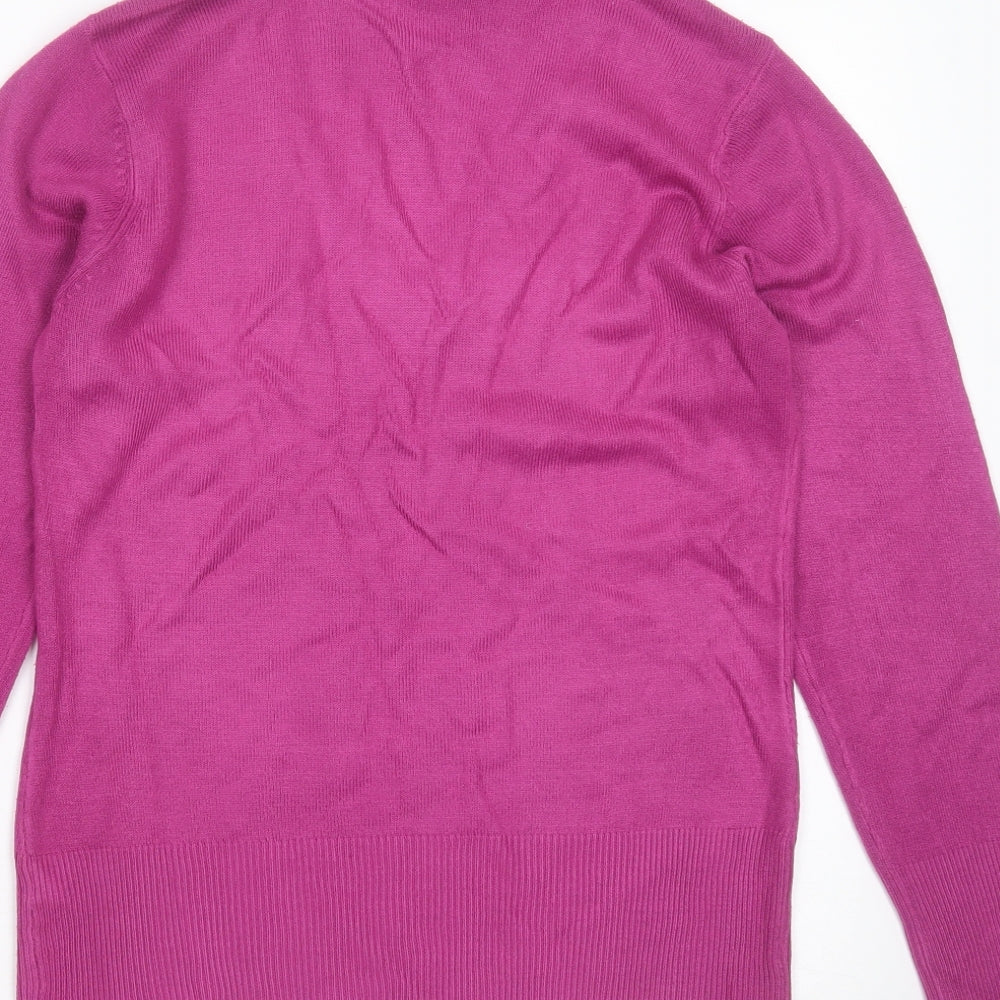Debenhams Womens Purple V-Neck  Acrylic Pullover Jumper Size 8