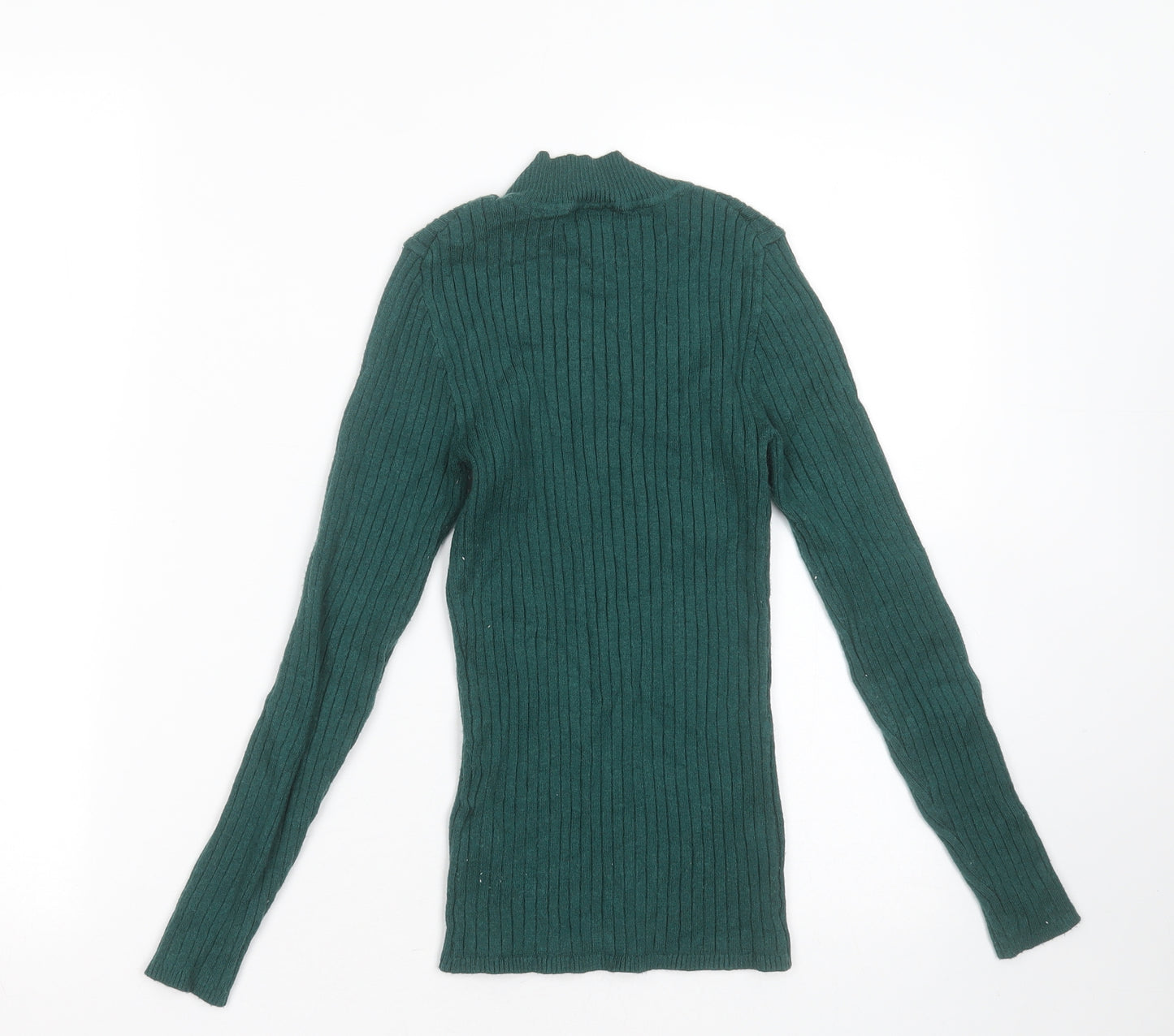 Primark Womens Green Round Neck Striped Viscose Pullover Jumper Size XS