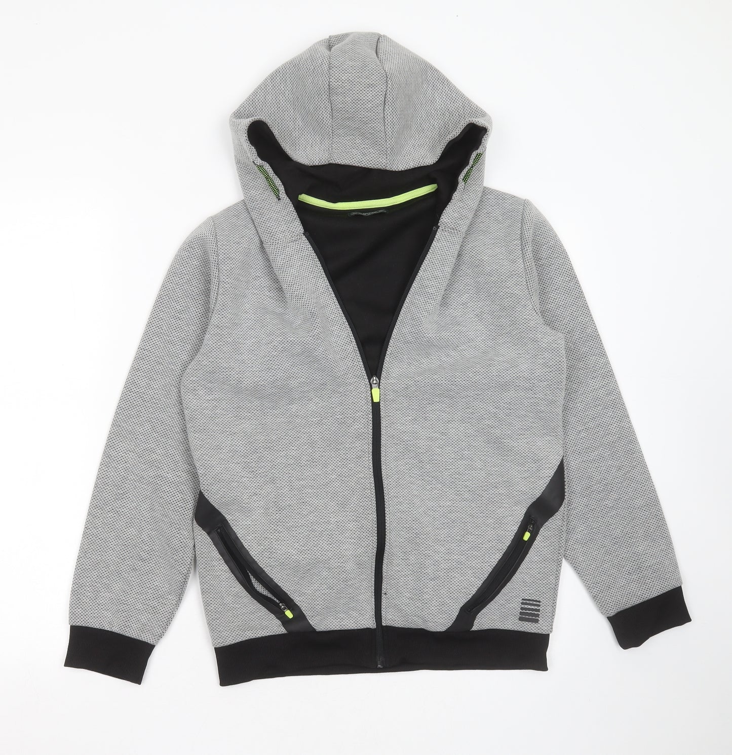 Matalan Boys Grey Geometric Polyester Full Zip Hoodie Size 12 Years  Zip