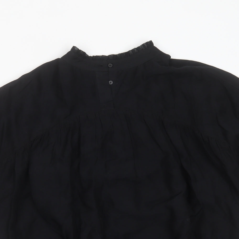 AllSaints Womens Black  Cotton Basic Blouse Size 10 Round Neck