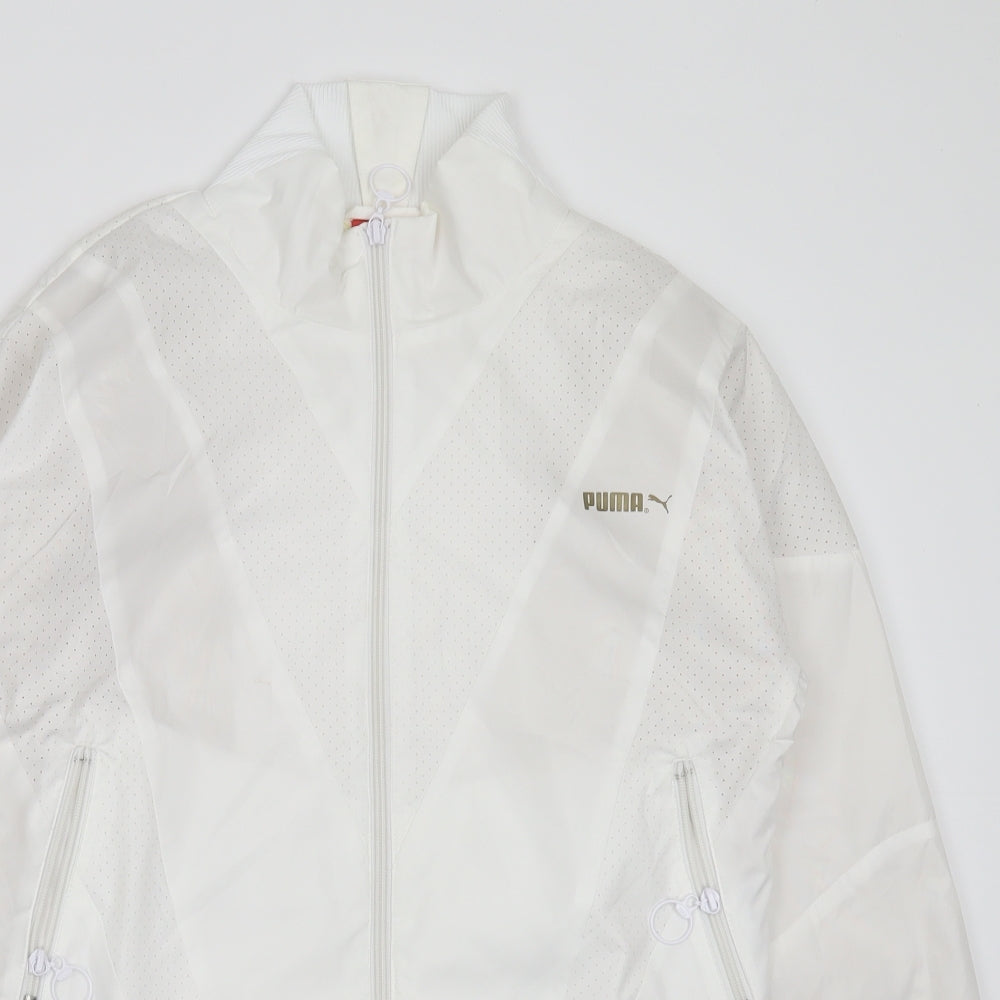 PUMA Womens White Geometric  Jacket  Size 14