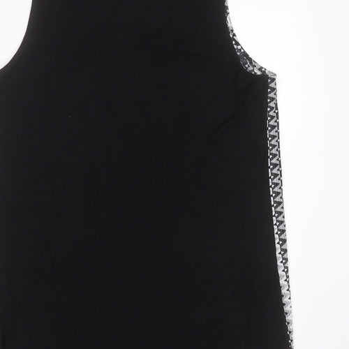 Papaya Womens Black Geometric Polyester Basic Blouse Size 12 Round Neck