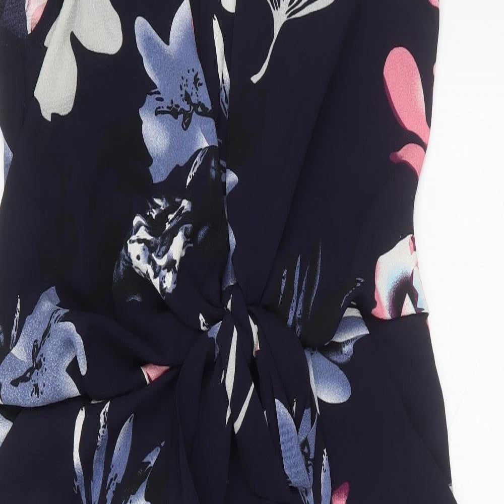 AX Paris Womens Blue Floral Polyester Jumpsuit One-Piece Size 12 L21 in