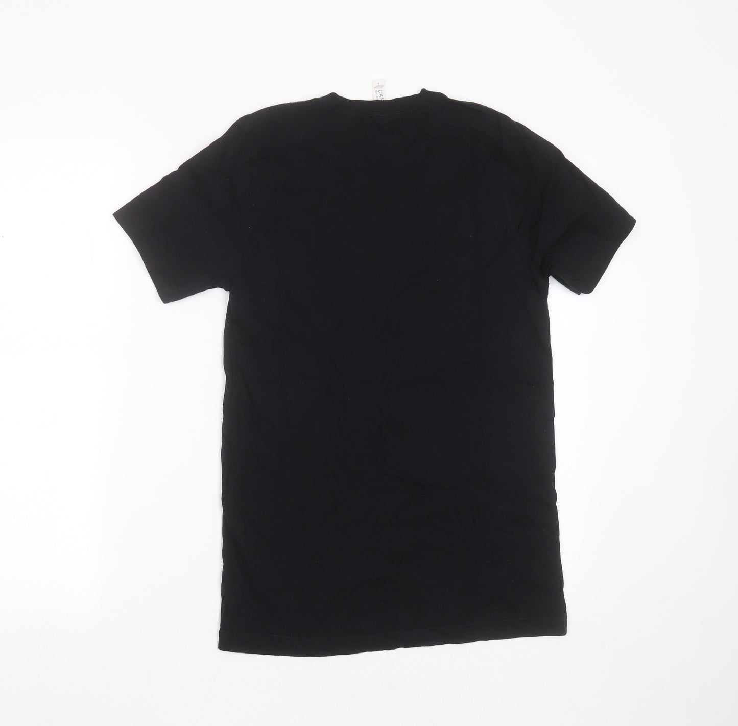Canvas Womens Black  Cotton Basic T-Shirt Size S Round Neck - laverne