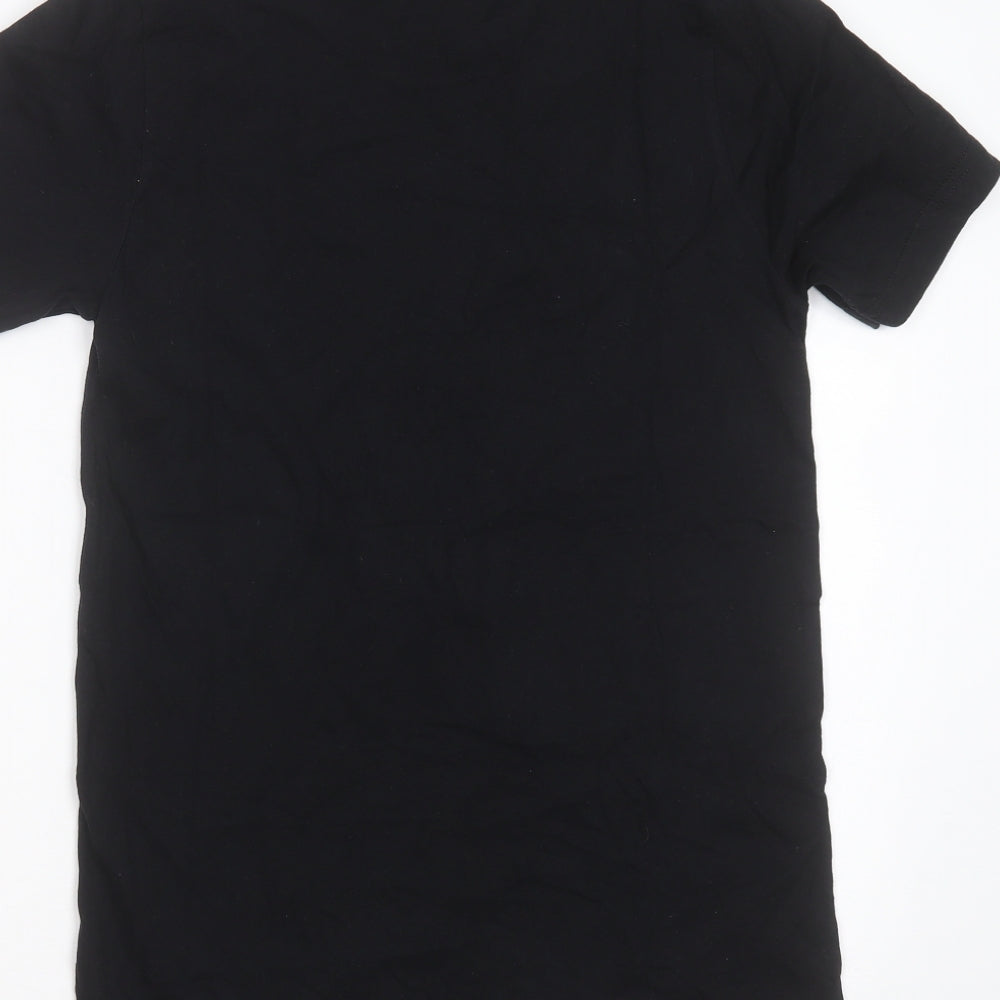 Canvas Womens Black  Cotton Basic T-Shirt Size S Round Neck - laverne