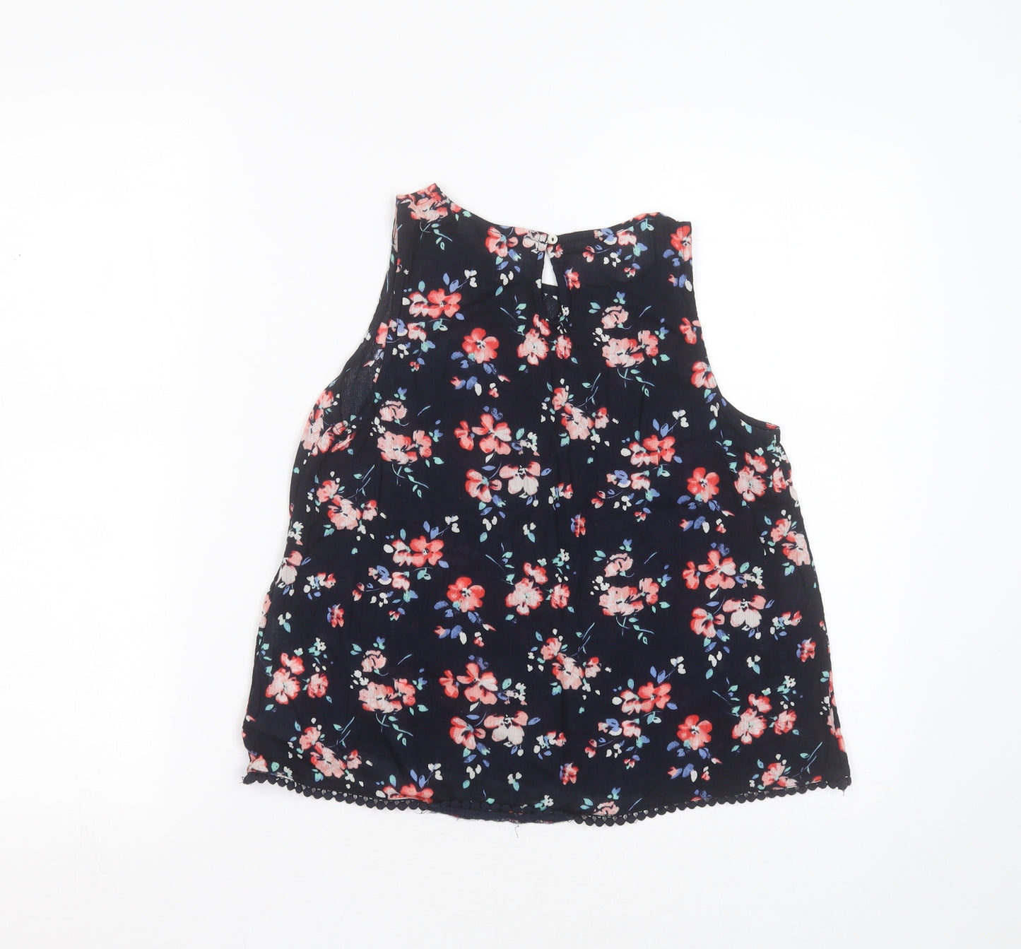 Abercombie kids Girls Blue Floral Cotton Basic Blouse Size 9-10 Years Round Neck
