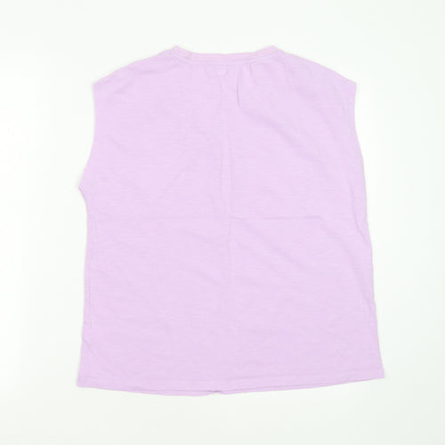 NEXT Girls Purple  Cotton Basic T-Shirt Size 15 Years Round Neck  - One of a kind