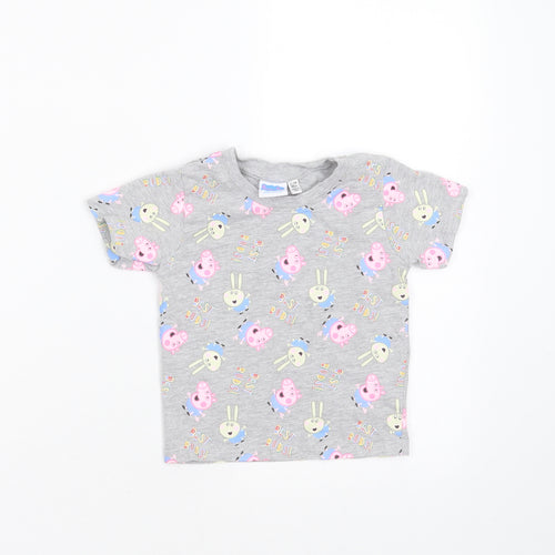 Primark Baby Grey  Cotton Basic T-Shirt Size 12-18 Months Round Neck  - peppa pig