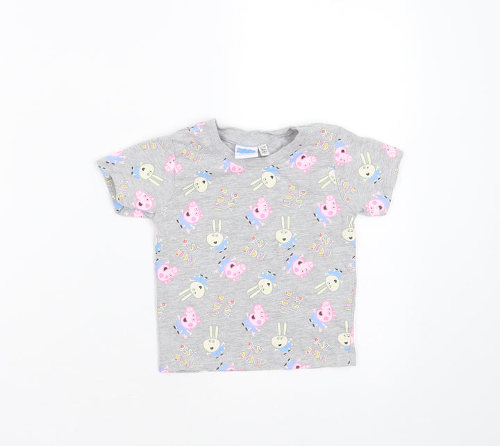 Primark Baby Grey  Cotton Basic T-Shirt Size 12-18 Months Round Neck  - peppa pig