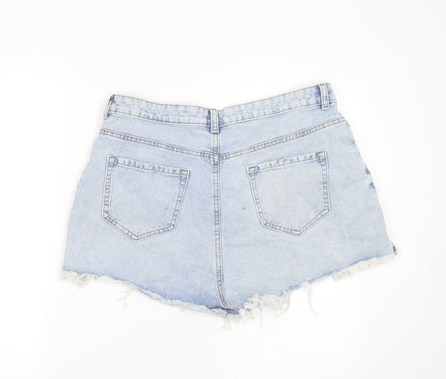 Primark Womens Blue  Cotton Hot Pants Shorts Size 18  Regular  - distressed