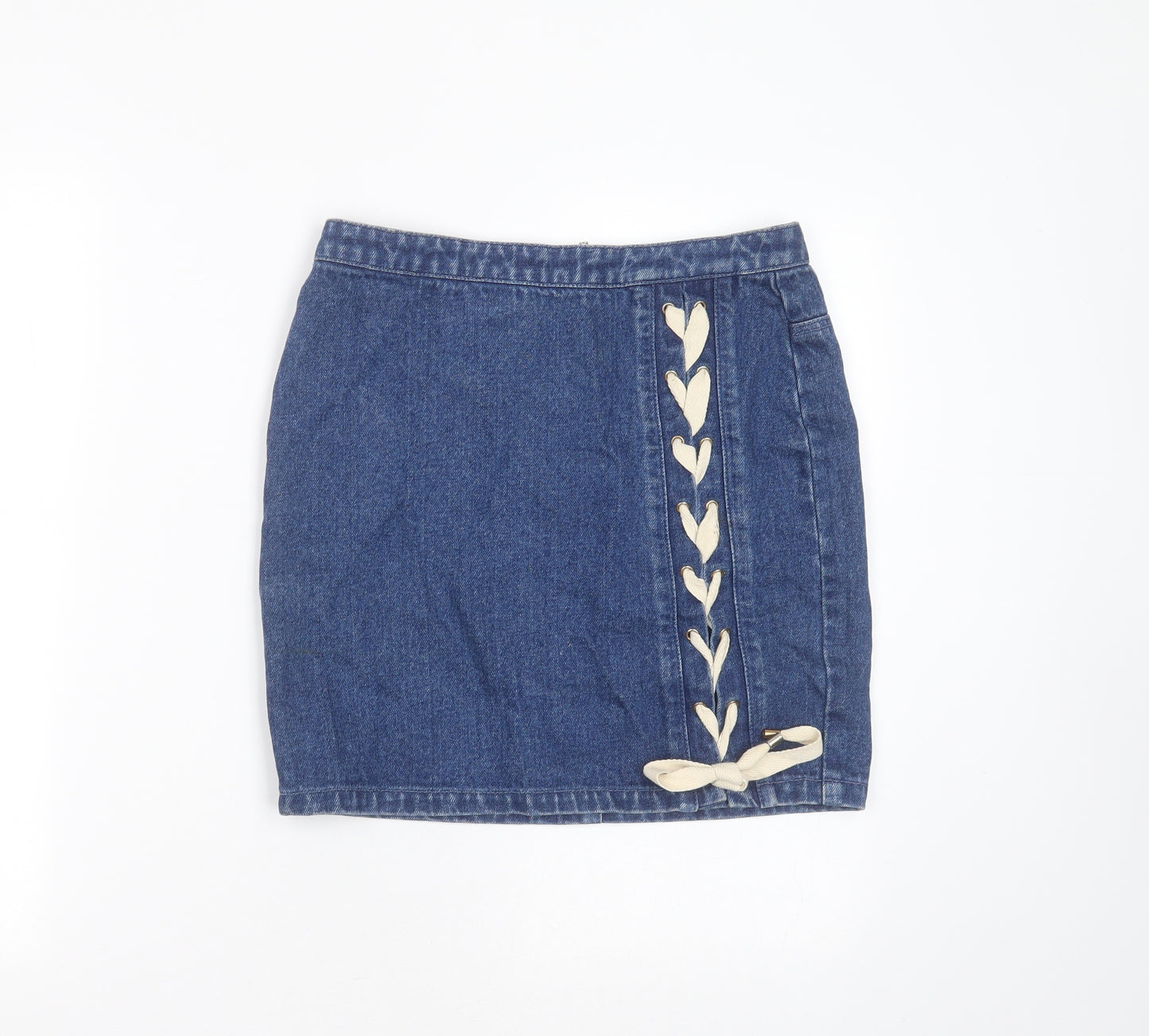 Missguided Womens Blue  Cotton Mini Skirt Size 8