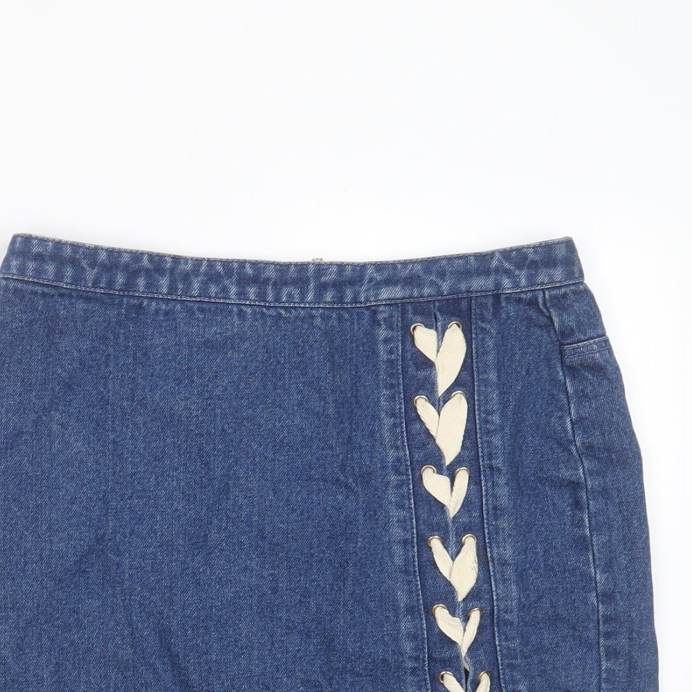 Missguided Womens Blue  Cotton Mini Skirt Size 8