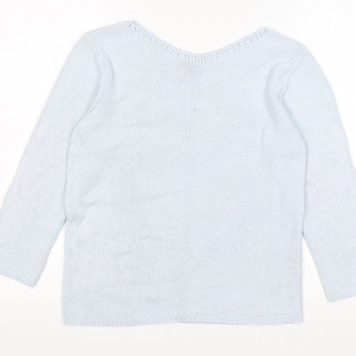 Per Una  Womens Blue Round Neck  Viscose Pullover Jumper Size 8