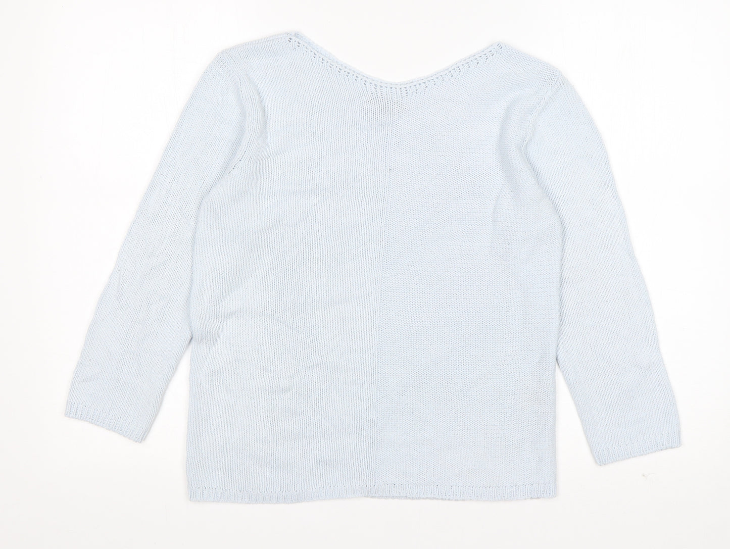 Per Una  Womens Blue Round Neck  Viscose Pullover Jumper Size 8