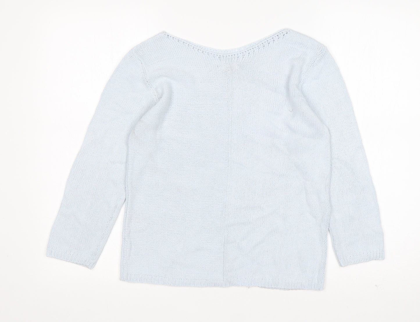 Per Una  Womens Blue Round Neck  Viscose Pullover Jumper Size 8