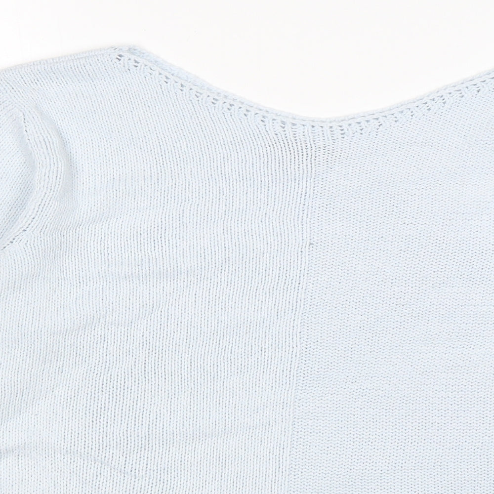 Per Una  Womens Blue Round Neck  Viscose Pullover Jumper Size 8