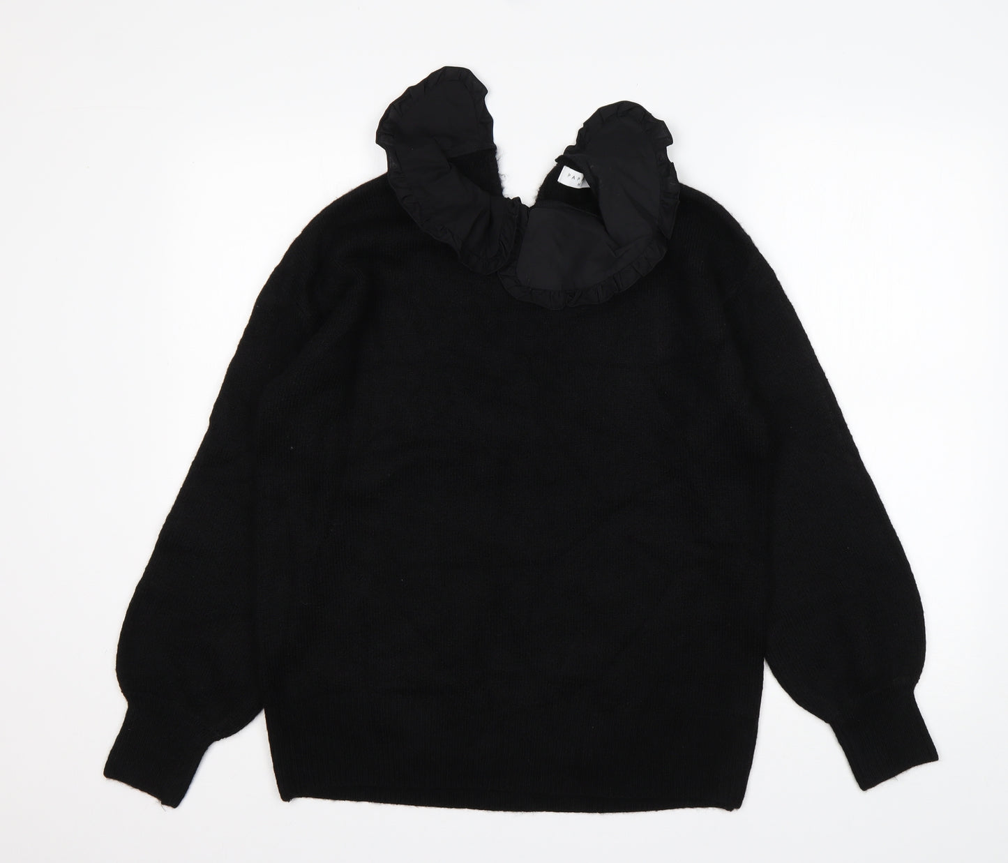 Papaya Womens Black Collared  Acrylic Pullover Jumper Size M
