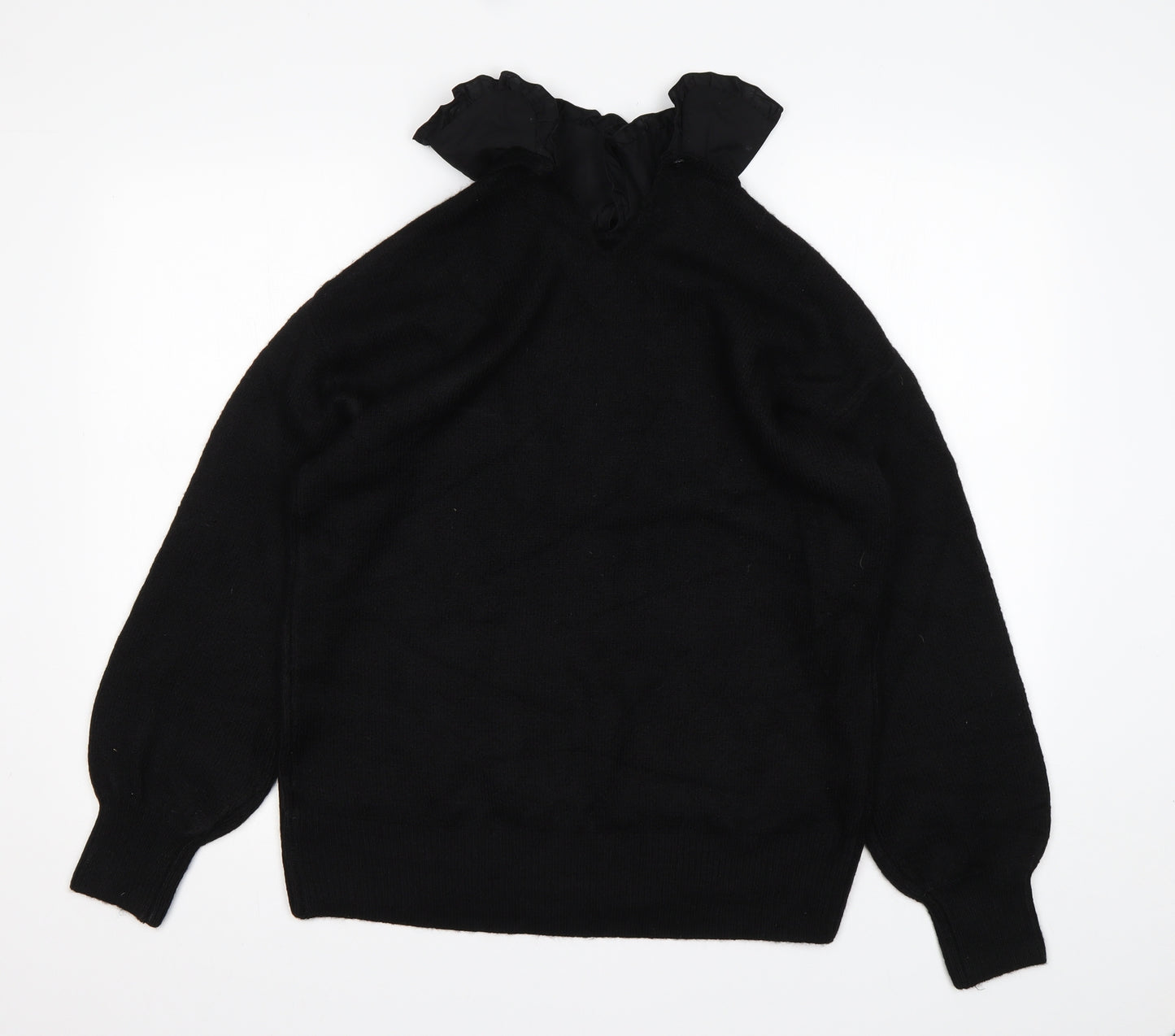 Papaya Womens Black Collared  Acrylic Pullover Jumper Size M