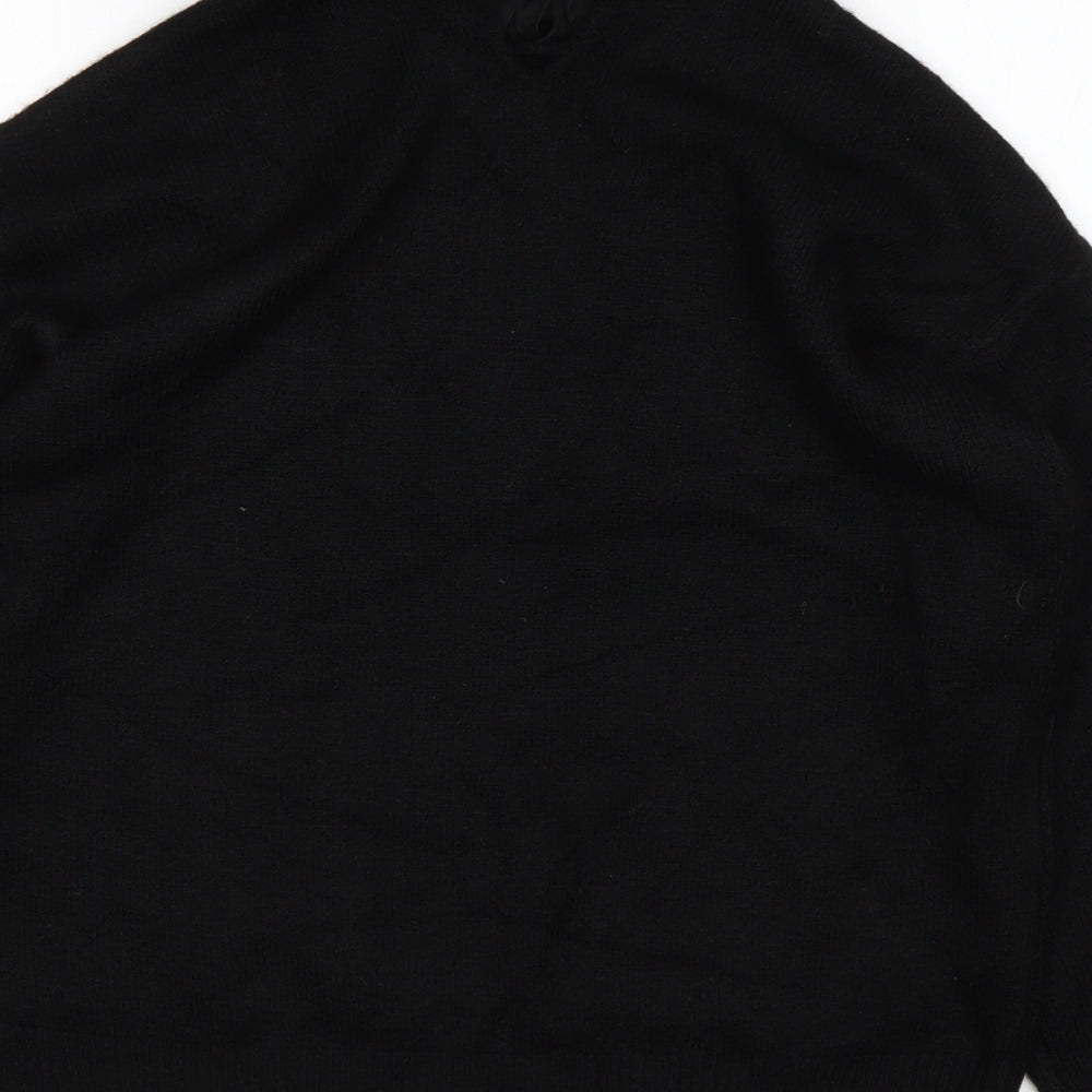 Papaya Womens Black Collared  Acrylic Pullover Jumper Size M
