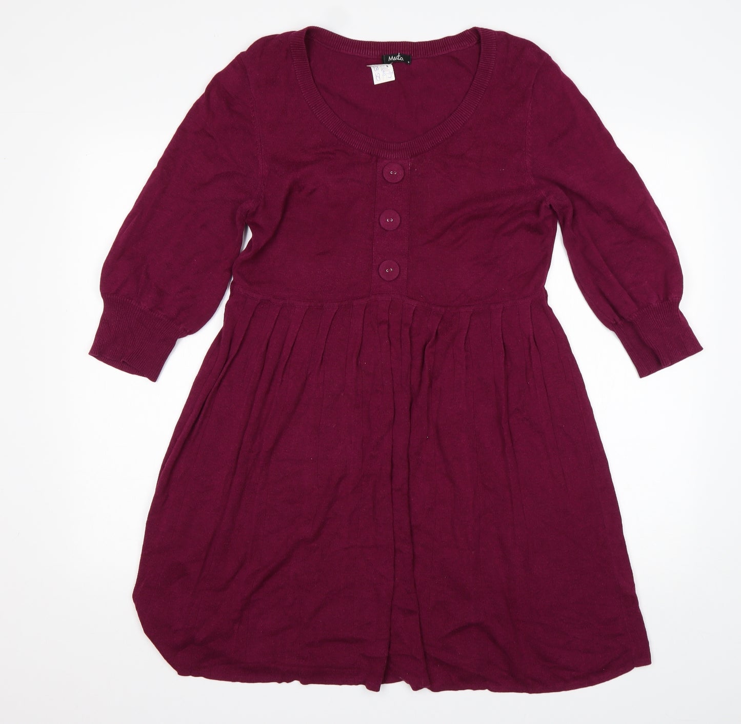 M&Co Womens Purple  Viscose Jumper Dress  Size M  Round Neck