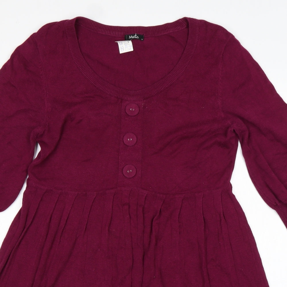 M&Co Womens Purple  Viscose Jumper Dress  Size M  Round Neck