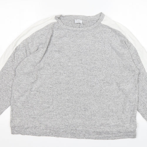 Jeff&Co Womens Grey Round Neck  Viscose Pullover Jumper Size 14
