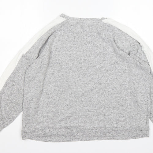 Jeff&Co Womens Grey Round Neck  Viscose Pullover Jumper Size 14