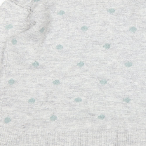 H&M Womens Grey Round Neck Polka Dot Cotton Pullover Jumper Size L