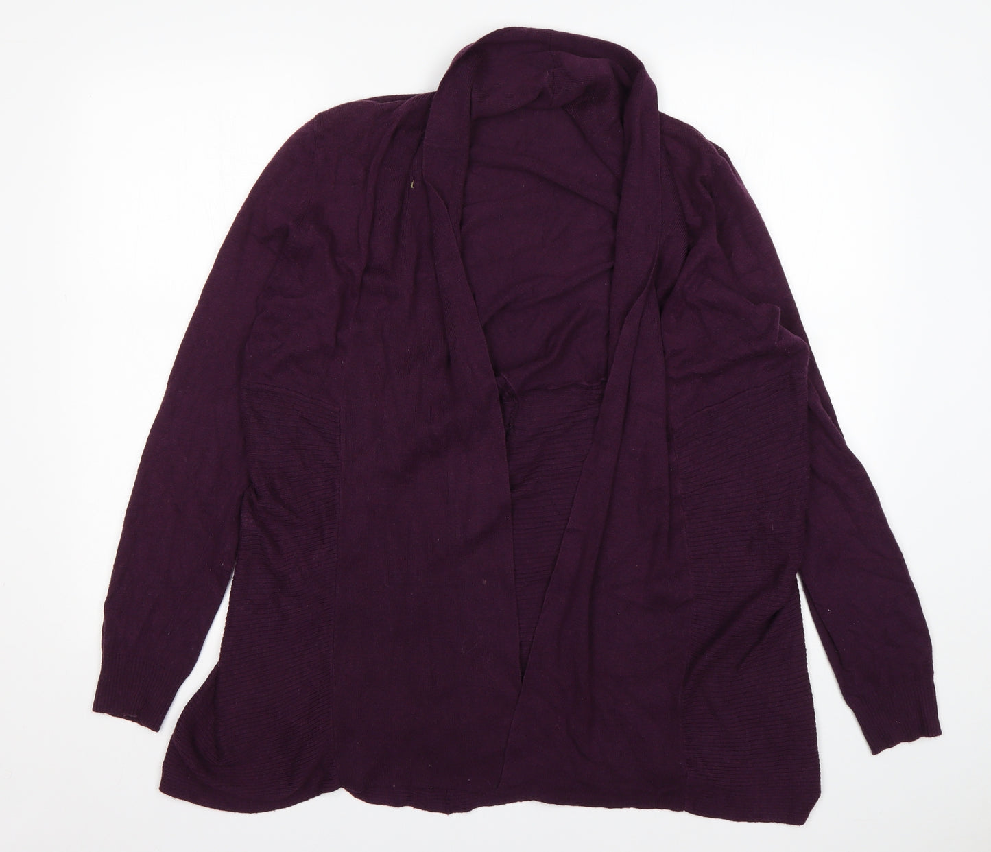 George Womens Purple V-Neck  Polyester Cardigan Jumper Size 16