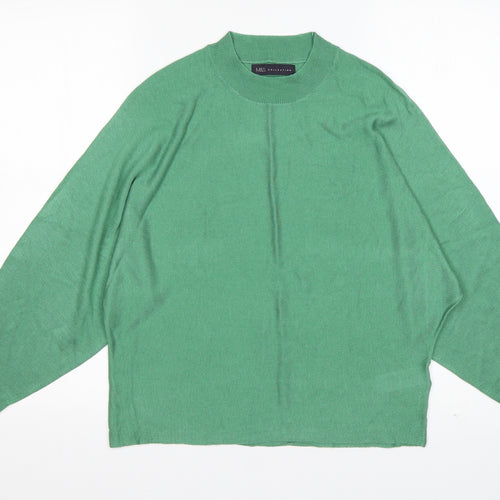 M&S Womens Green Round Neck  Acrylic Pullover Jumper Size S